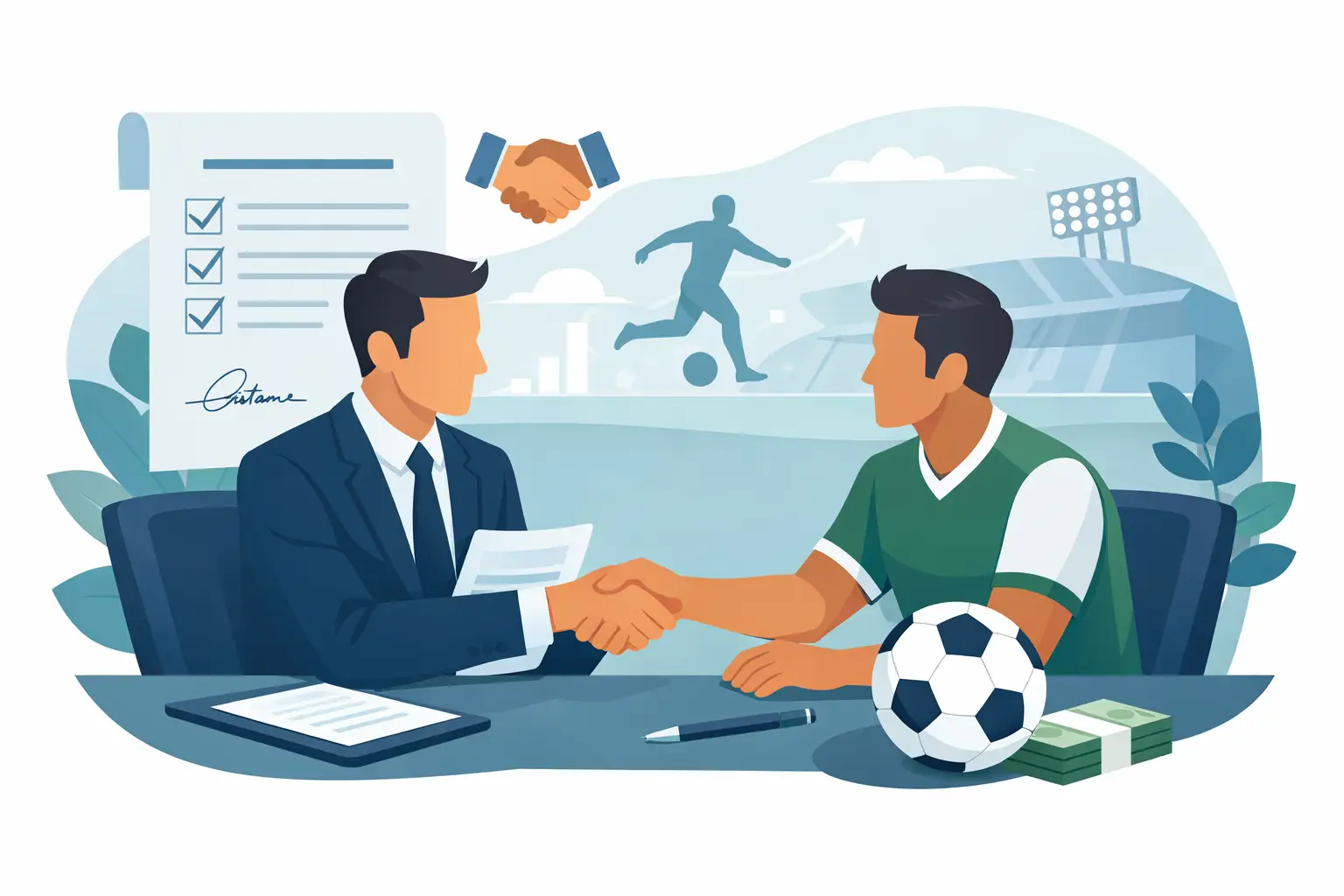 Guia de contrato para jogadores de futebol